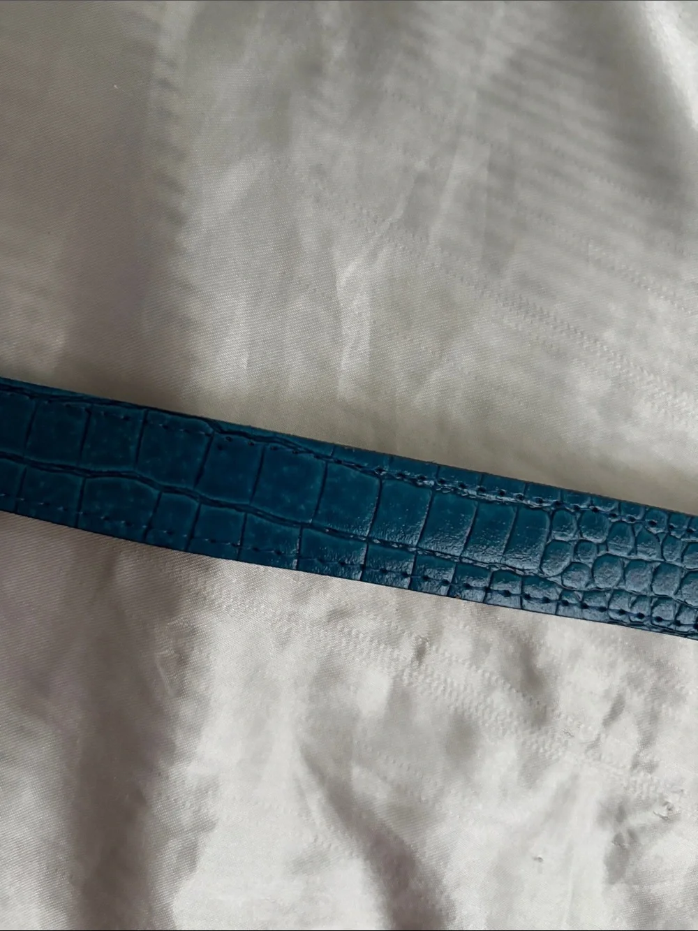 Teal Croc-Embossed Skinny Belt S/M USA